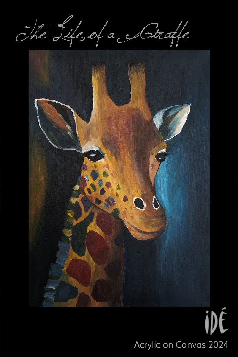 Acrylic on Canvas Painting of a Giraffe