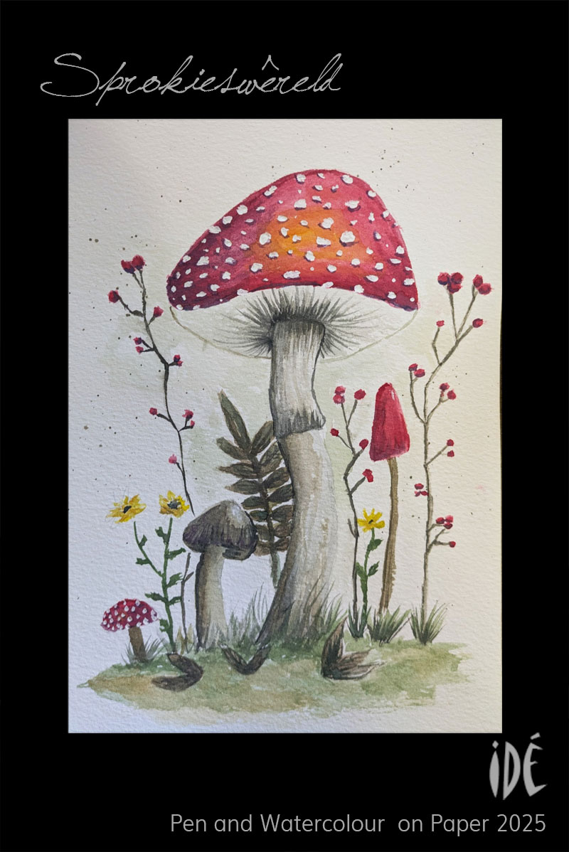 Watercolour Painting of Mushrooms